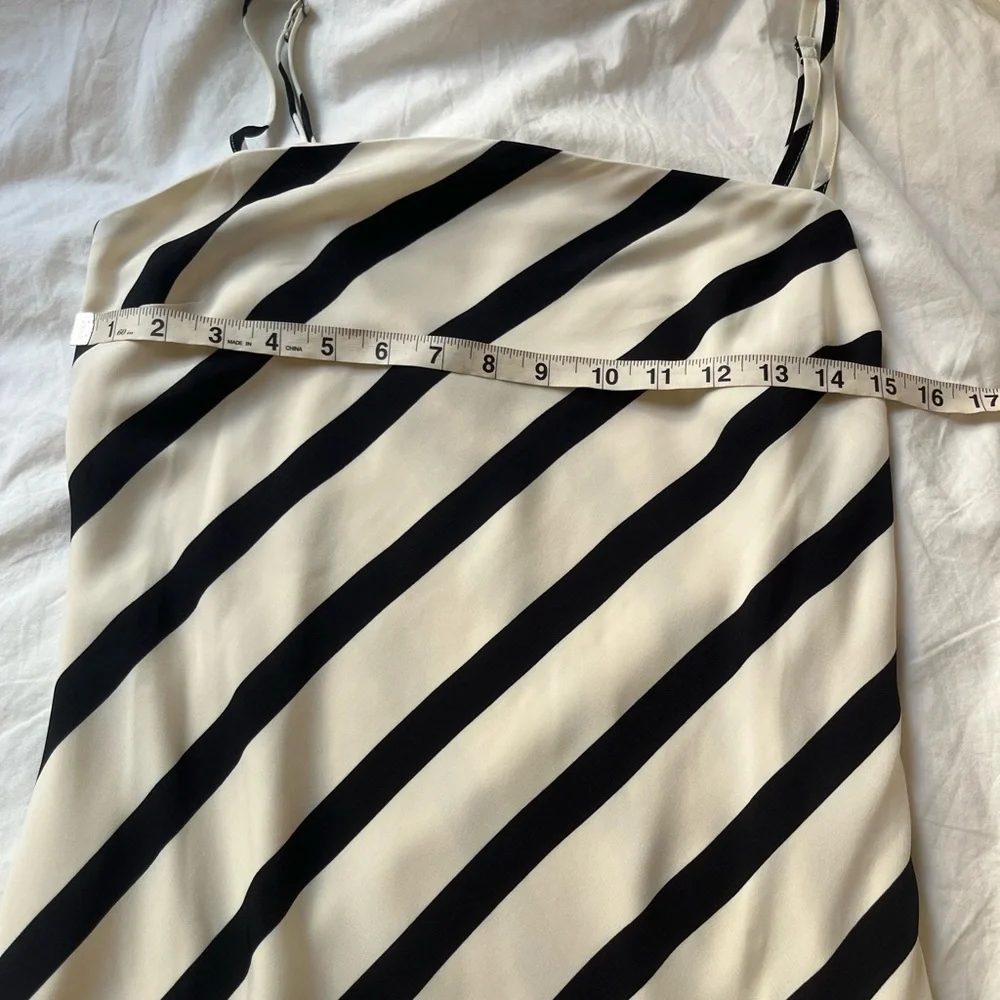 NWT Black and White Striped Satin Slip Maxi Dress size Medium Tall